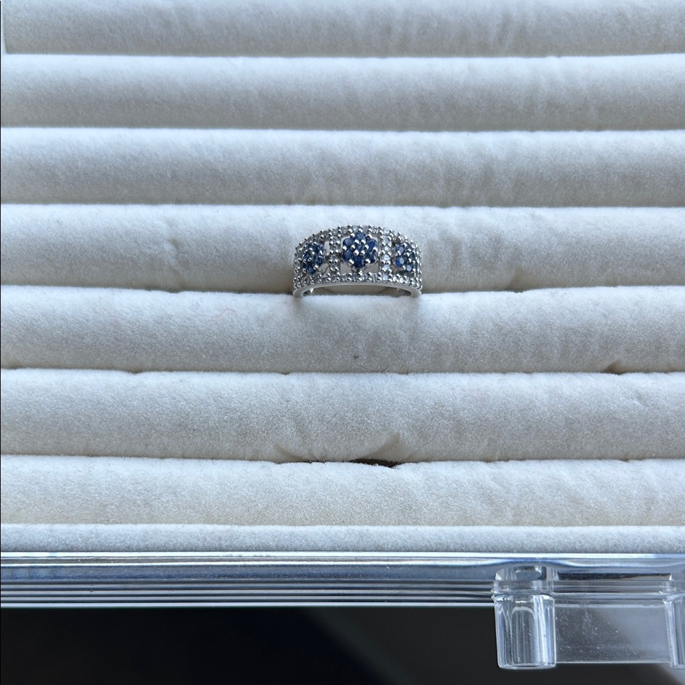 Diamond Silver & Blue Ring
